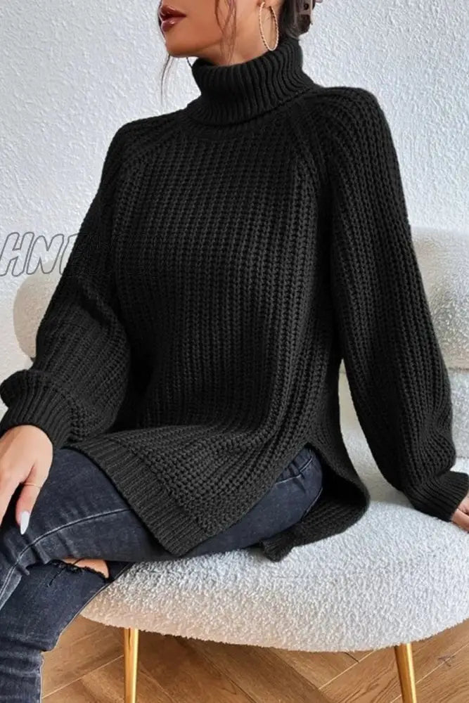 xsrrr - Casual Solid Basic Turtleneck Tops