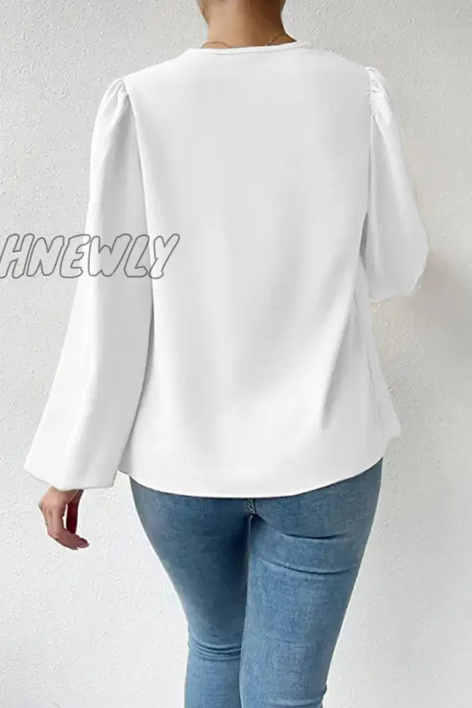 xsrrr - Casual Solid Patchwork U Neck Long Sleeve Tops(6 Colors)