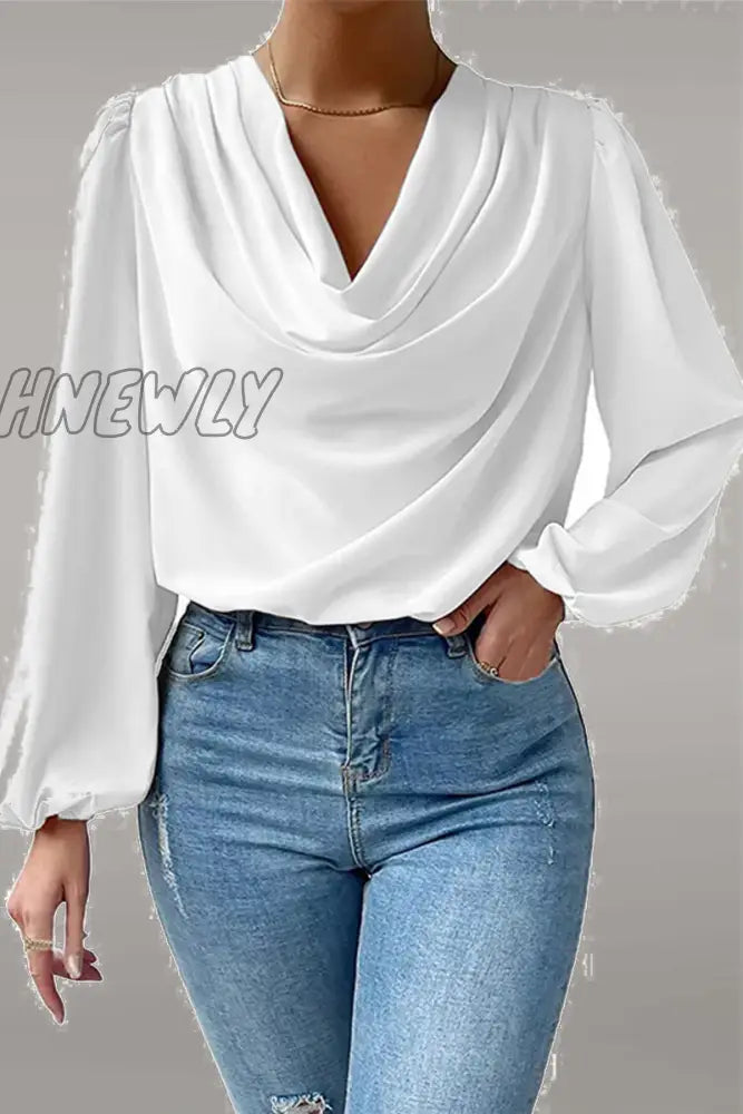 xsrrr - Casual Solid Patchwork U Neck Long Sleeve Tops(6 Colors)