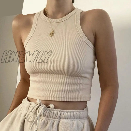 xsrrr Casual Sport Tank Tops Women Stretchy Summer Ribber Solid Vest Y2k Shirts Female Off Shoulder Sexy Crop Tops