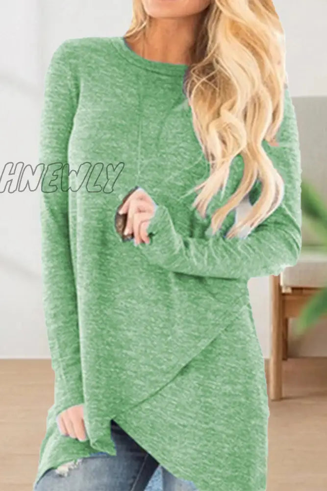 xsrrr - Casual Street Solid Color O Neck Long Sleeve Tops(7 Colors)