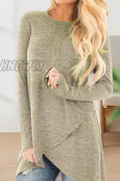 xsrrr - Casual Street Solid Color O Neck Long Sleeve Tops(7 Colors)