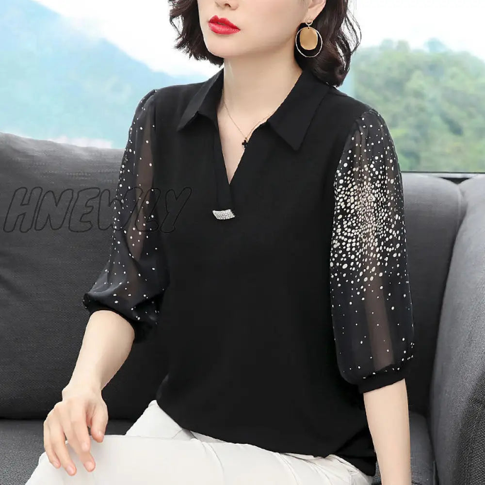 xsrrr Casual V-Neck Half Sleeve Women Chiffon Blouses Shirts Lady Leopard Patchwork Spring Summer Style Blusas Tops