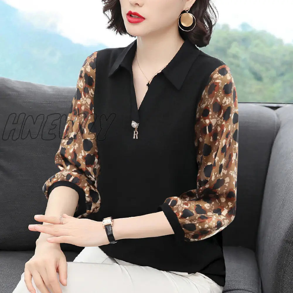 xsrrr Casual V-Neck Half Sleeve Women Chiffon Blouses Shirts Lady Leopard Patchwork Spring Summer Style Blusas Tops