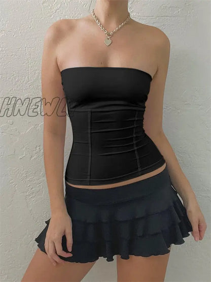 xsrrr Chic Tube Tops Women Sleeveless Strapless Corset Crop Tops Summer Club Sexy Elegant Tank Top Female Bustier