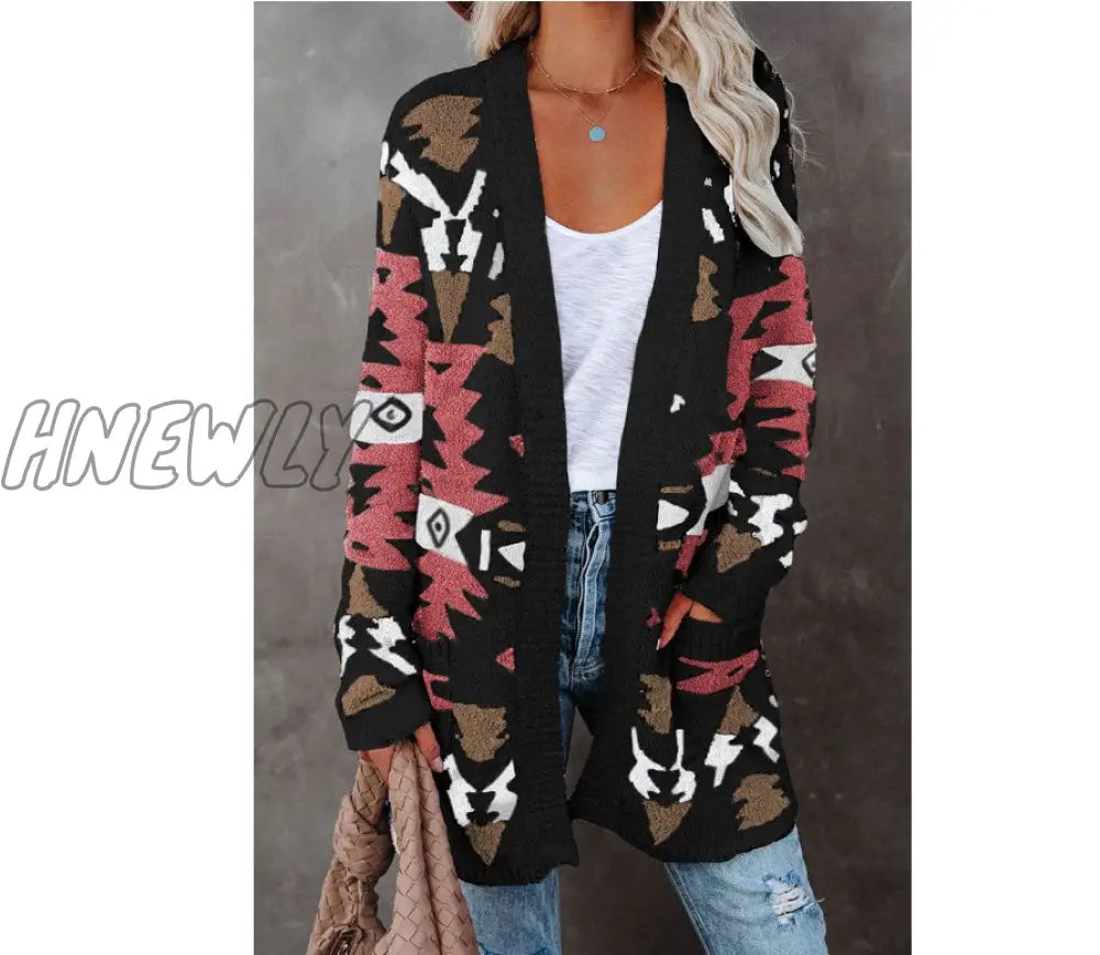 xsrrr Christmas Printing Women Cardigan Knitting Open Stitch Lady Sweater Jacket Thermal Long Sleeves Lady Outwear For Daily Wear