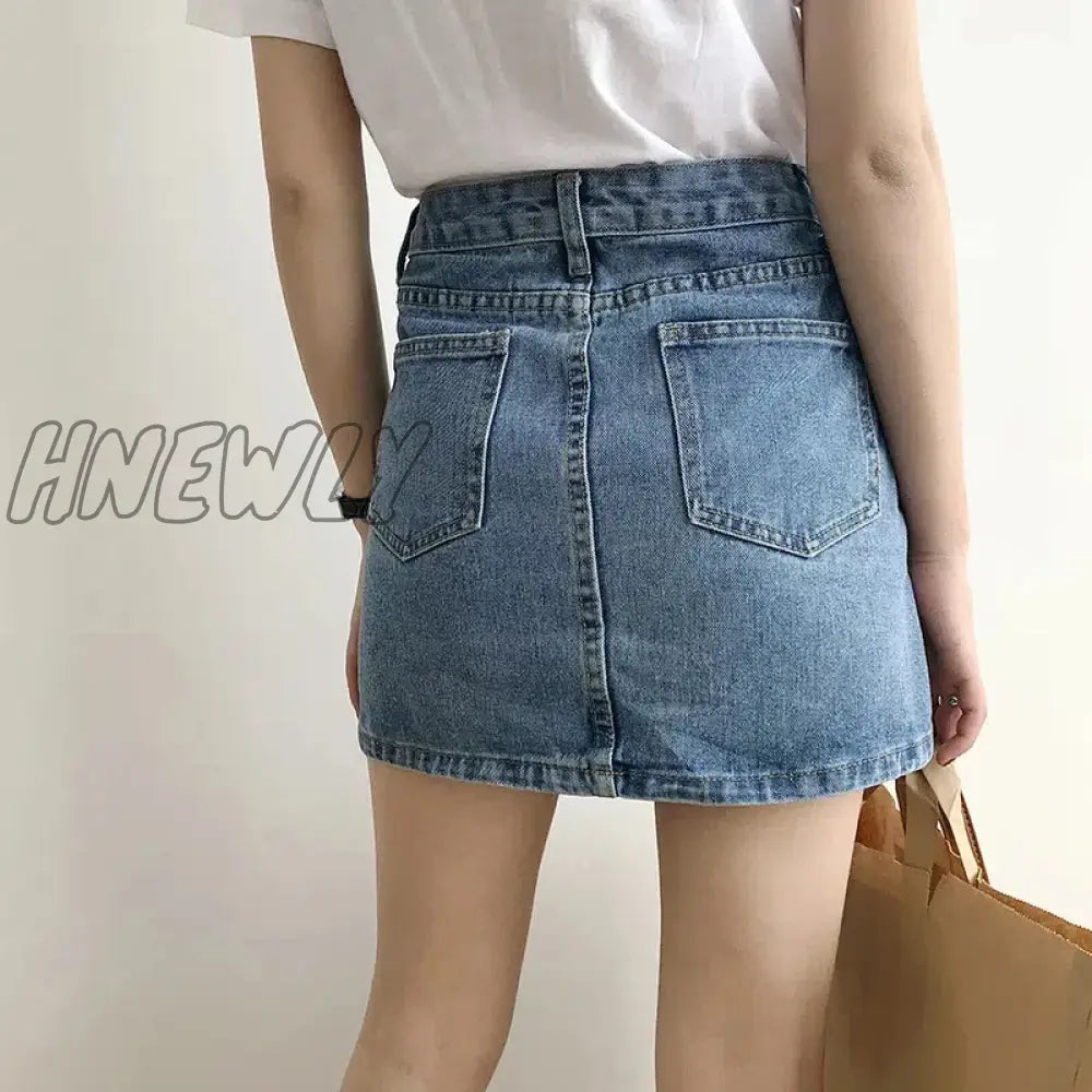 xsrrr Classic High Waisted Sexy Short Mini Denim Skirt Women's Spring Summer Slim A-line Streetwear Jean Skirt New Preppy Style Cowboy