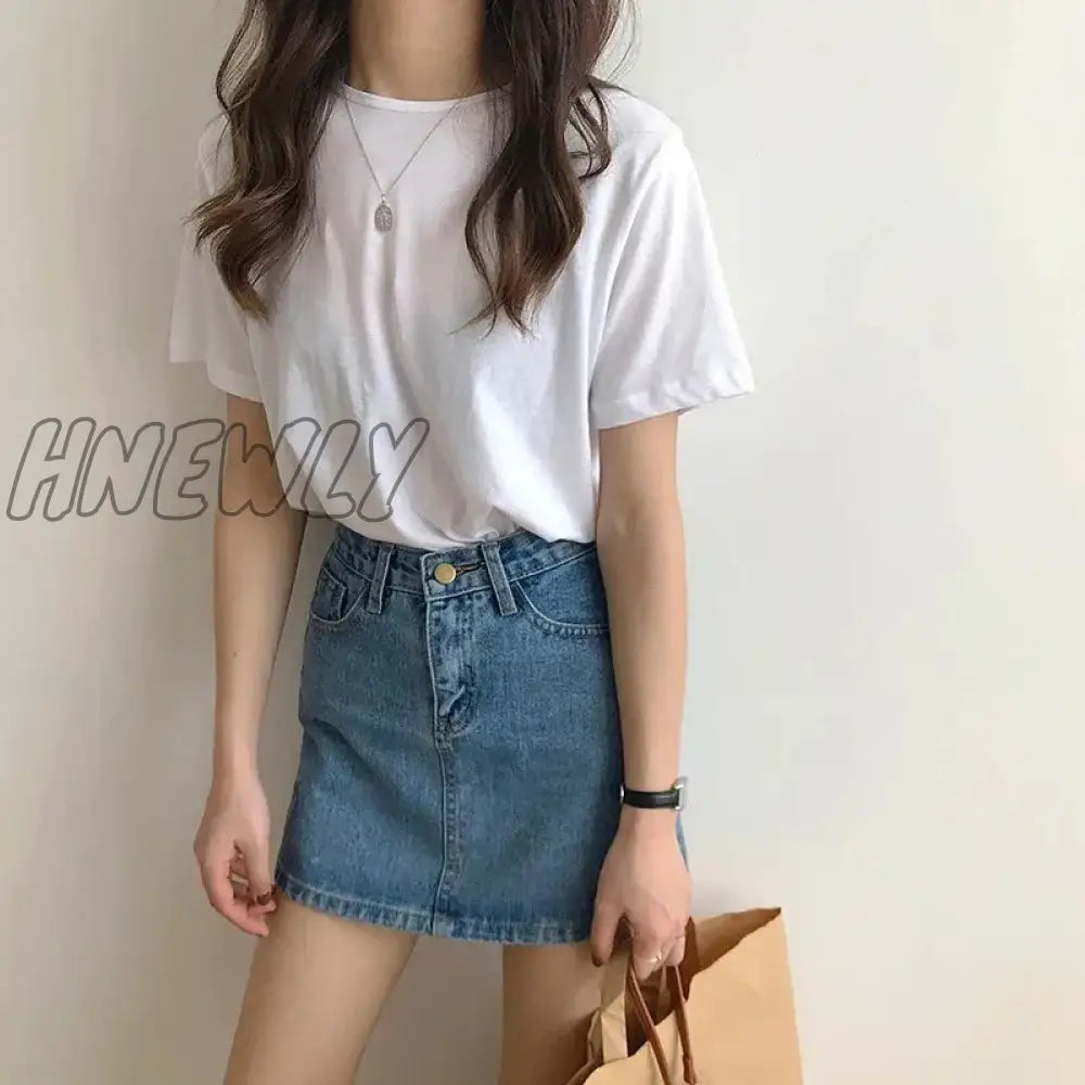 xsrrr Classic High Waisted Sexy Short Mini Denim Skirt Women's Spring Summer Slim A-line Streetwear Jean Skirt New Preppy Style Cowboy