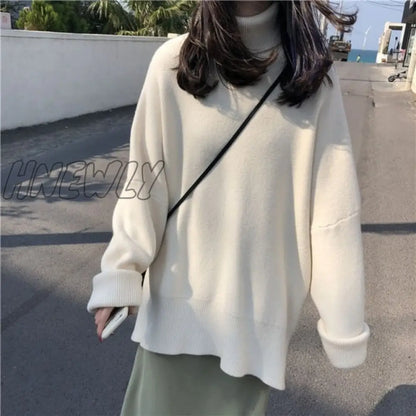 xsrrr Collar Sweater Spring Autumn New Pattern Winter Long Sleeve Solid Knitting Pulloveres Overszie Casual Women Black Blue