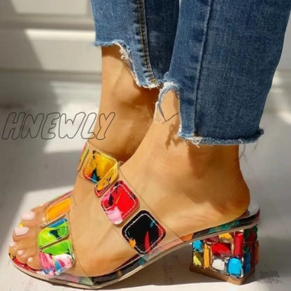 xsrrr - Colour Casual Patchwork Round Out Door Wedges Shoes