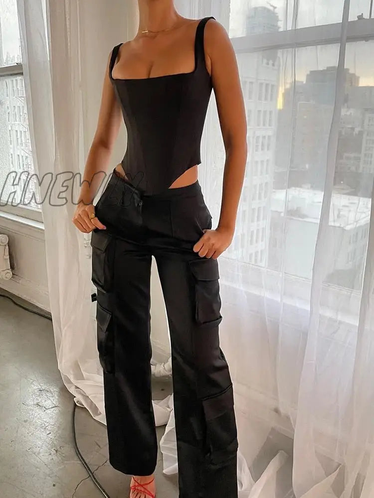 xsrrr Corset Bandage Top Women Black Camisole Short Cropped Tank Tops 2024 Summer Sexy Elegant Nightclub Evening Party Female Clothes