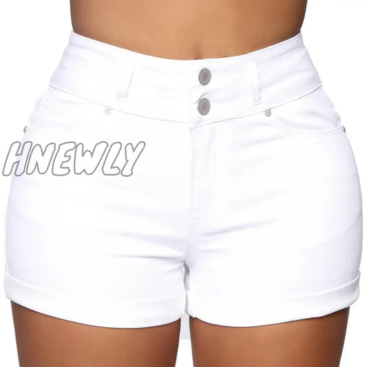 xsrrr Cotton Stretchy High Waist Jean Shorts Woman Summer Casual Sweat With Pocket Zipper White Black Cuffed Denim Shorts