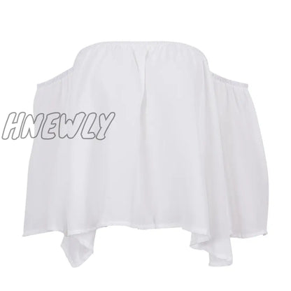 xsrrr Cropped Tops Kawaii Summer Shirts Flare Sleeve Blusa Feminina Women Blouse Chiffon Blusas Sexy Off Shoulder Top Party