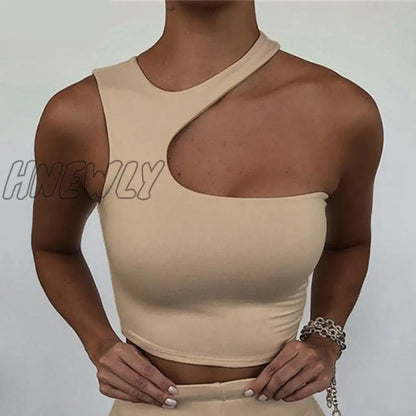 xsrrr Cut Out Sexy Crop Off Shoulder Solid Skinny Sport Short Tops Women Tank Irregular Summer Tube Tops