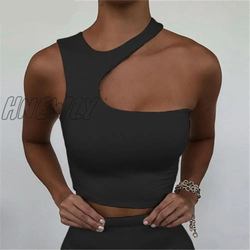 xsrrr Cut Out Sexy Crop Off Shoulder Solid Skinny Sport Short Tops Women Tank Irregular Summer Tube Tops