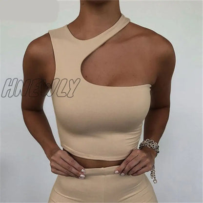 xsrrr Cut Out Sexy Crop Off Shoulder Solid Skinny Sport Short Tops Women Tank Irregular Summer Tube Tops