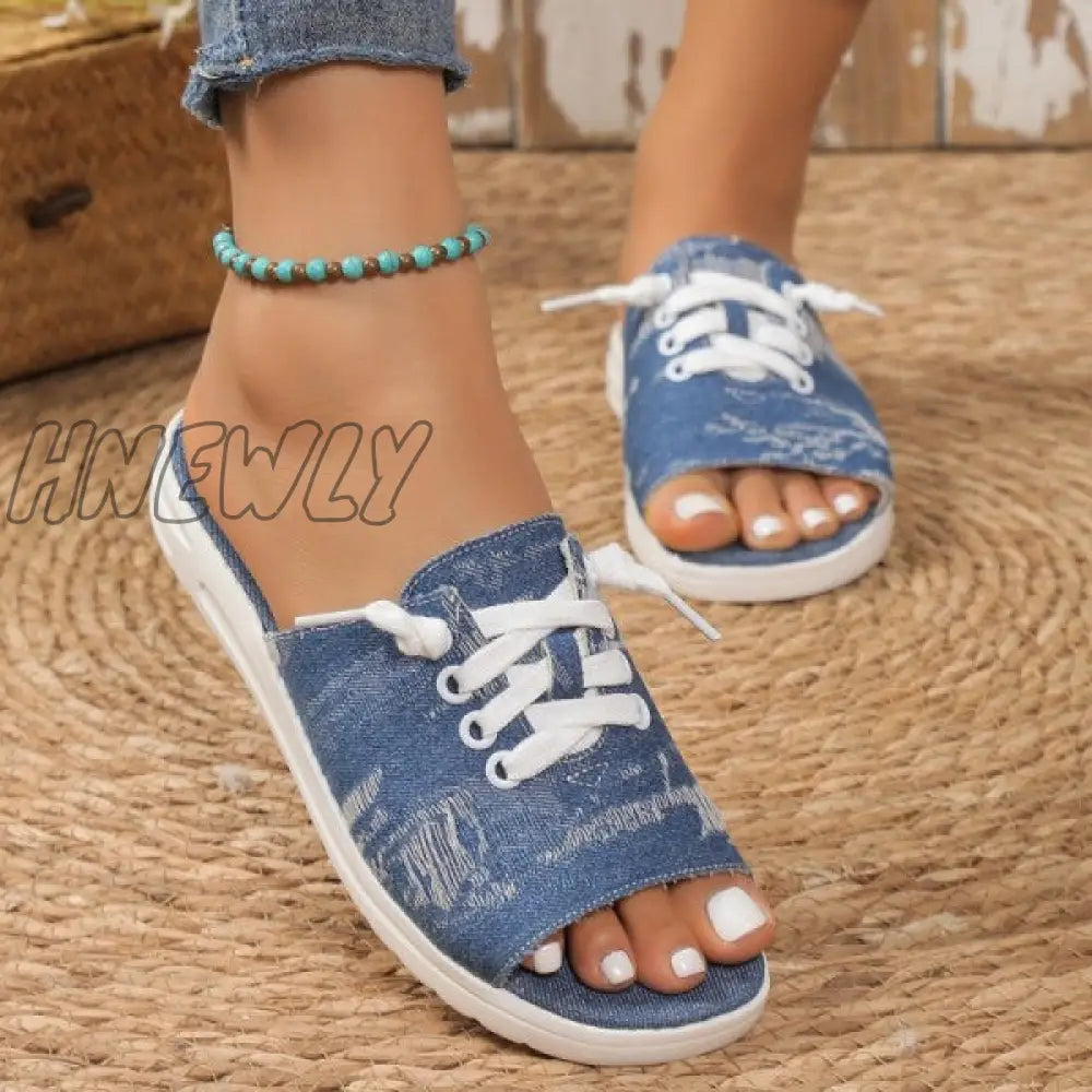 xsrrr - Deep Blue Casual Patchwork Round Comfortable Shoes