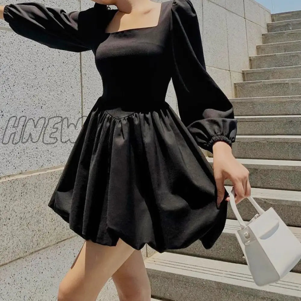 Hnewly Elegant Bare Shoulders Mini Dress Evening Party Dresses French Short Sleeve Split Dress Korean Summer Women's Clothing