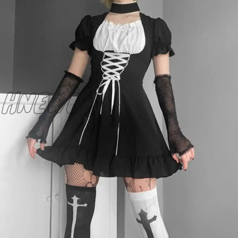 xsrrr Fairy Grunge Square Neck Lace Trim Sexy Kawaii Slim White Dress Women New Bandage Fall Dress Gothic Clothes платье летнее Trendy Summer Fits