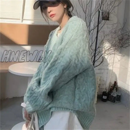 Hnewly Fall Winter Womens Sweaters Women Clothing Knitted Loose Sweater Knitting Wool Oversize Pullover Woman Sweaters Girls Thick