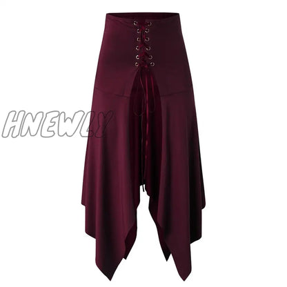 xsrrr Fashion 2024 Medieval Skirt Women Halloween Vintage Irregualr Hem Steampunk Ladies Long Skirts Gothic Cosplay Dress Skirt