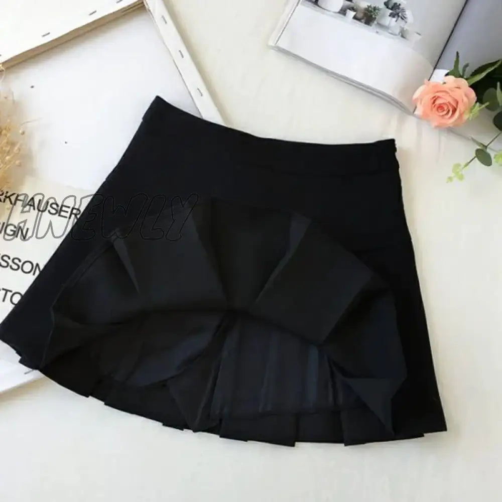 Hnewly Fashion A Line Women Pleated Skirt High Waist Zipper Grey Student Mini Skirt JK Summer New Black Ladies Suit Skirt