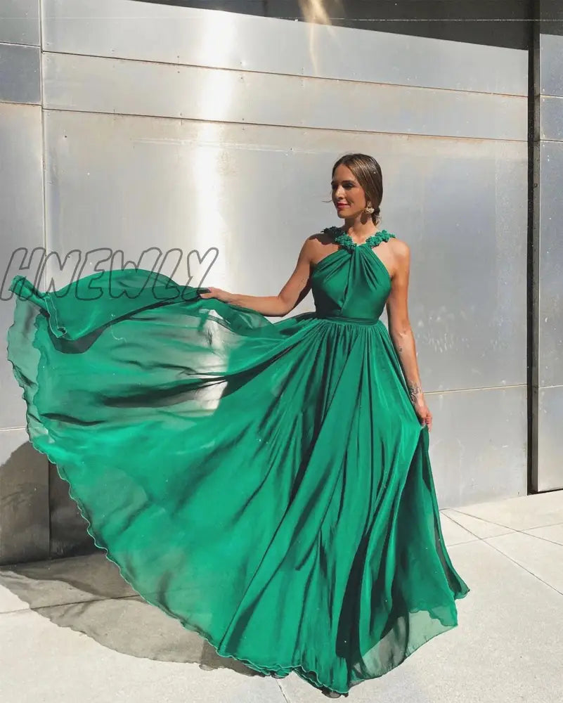 xsrrr Fashion Autumn Sleeveless Green A Line Sexy Backless Prom Dresses Women Elegant Full Length Vestidos De Noche Evening Robes Valentines Day