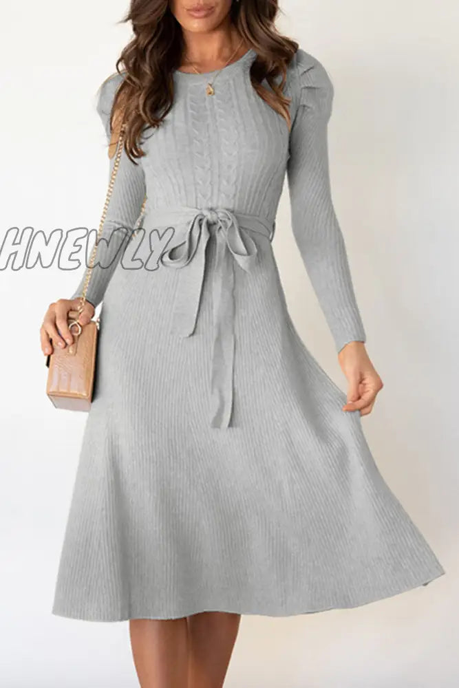 xsrrr - Fashion Casual Solid Patchwork O Neck A Line Dresses(5 colors)