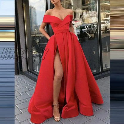 Hnewly Fashion Solid Strapless Backless Maxi Dress New Women Elegant High Slit Party Dress Summer Fluffy Ruffle A-Line Dresses Clubwear