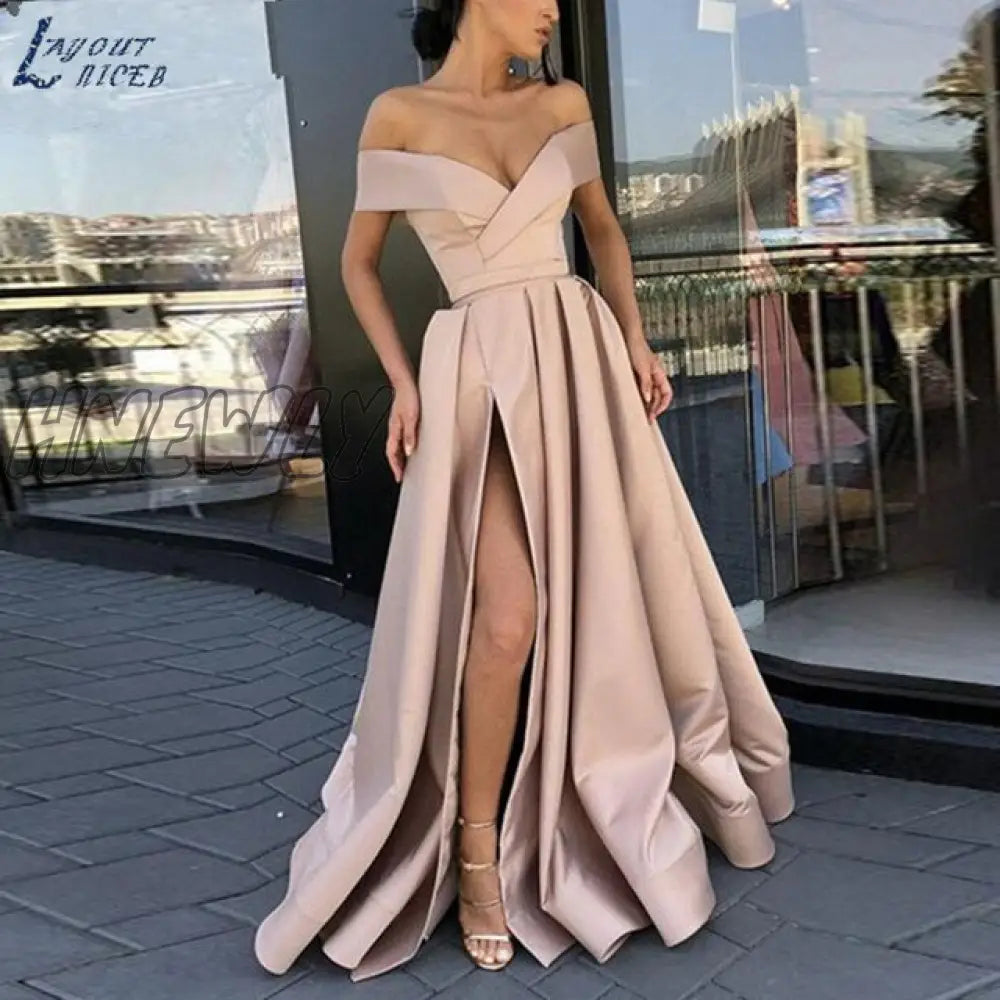 Hnewly Fashion Solid Strapless Backless Maxi Dress New Women Elegant High Slit Party Dress Summer Fluffy Ruffle A-Line Dresses Clubwear