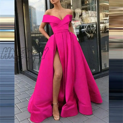 Hnewly Fashion Solid Strapless Backless Maxi Dress New Women Elegant High Slit Party Dress Summer Fluffy Ruffle A-Line Dresses Clubwear