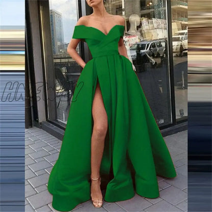 Hnewly Fashion Solid Strapless Backless Maxi Dress New Women Elegant High Slit Party Dress Summer Fluffy Ruffle A-Line Dresses Clubwear