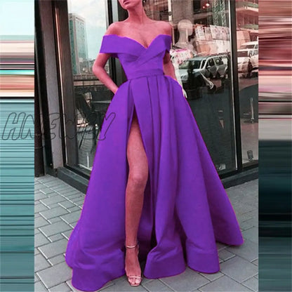 Hnewly Fashion Solid Strapless Backless Maxi Dress New Women Elegant High Slit Party Dress Summer Fluffy Ruffle A-Line Dresses Clubwear