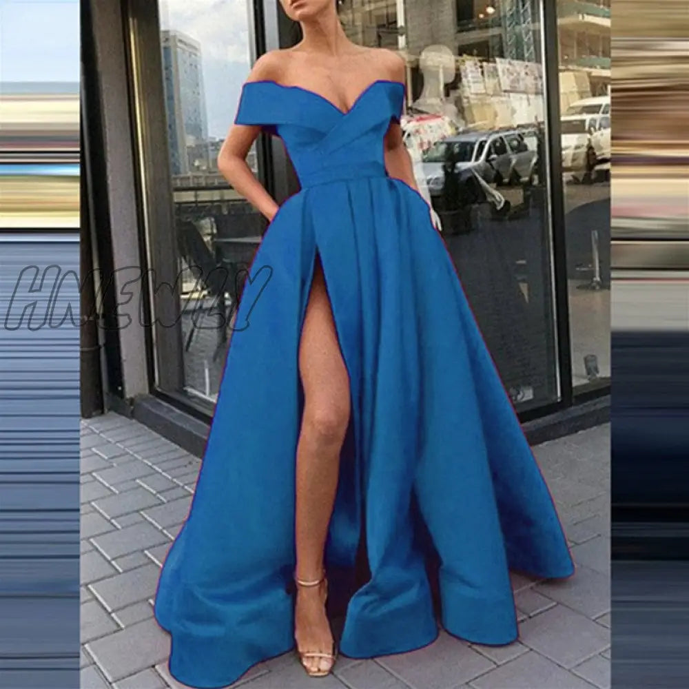 Hnewly Fashion Solid Strapless Backless Maxi Dress New Women Elegant High Slit Party Dress Summer Fluffy Ruffle A-Line Dresses Clubwear