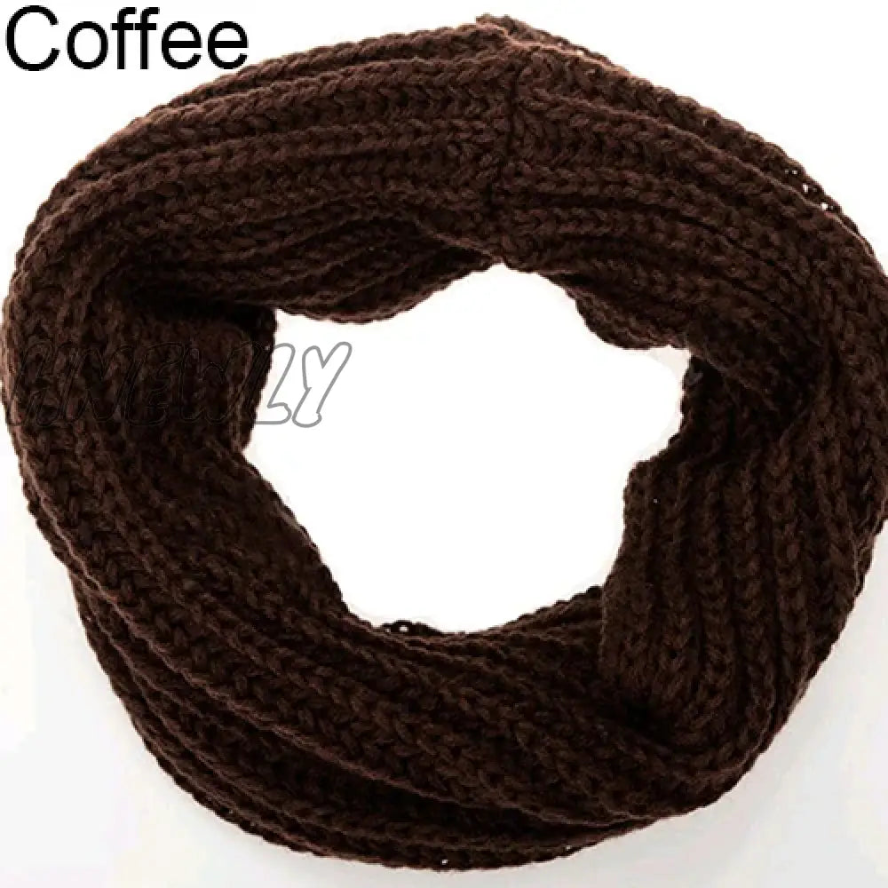 Hnewly Fashion Unisex Winter Warm Infinity Circle Cable Knit Cowl Neck Long Scarf Shawl