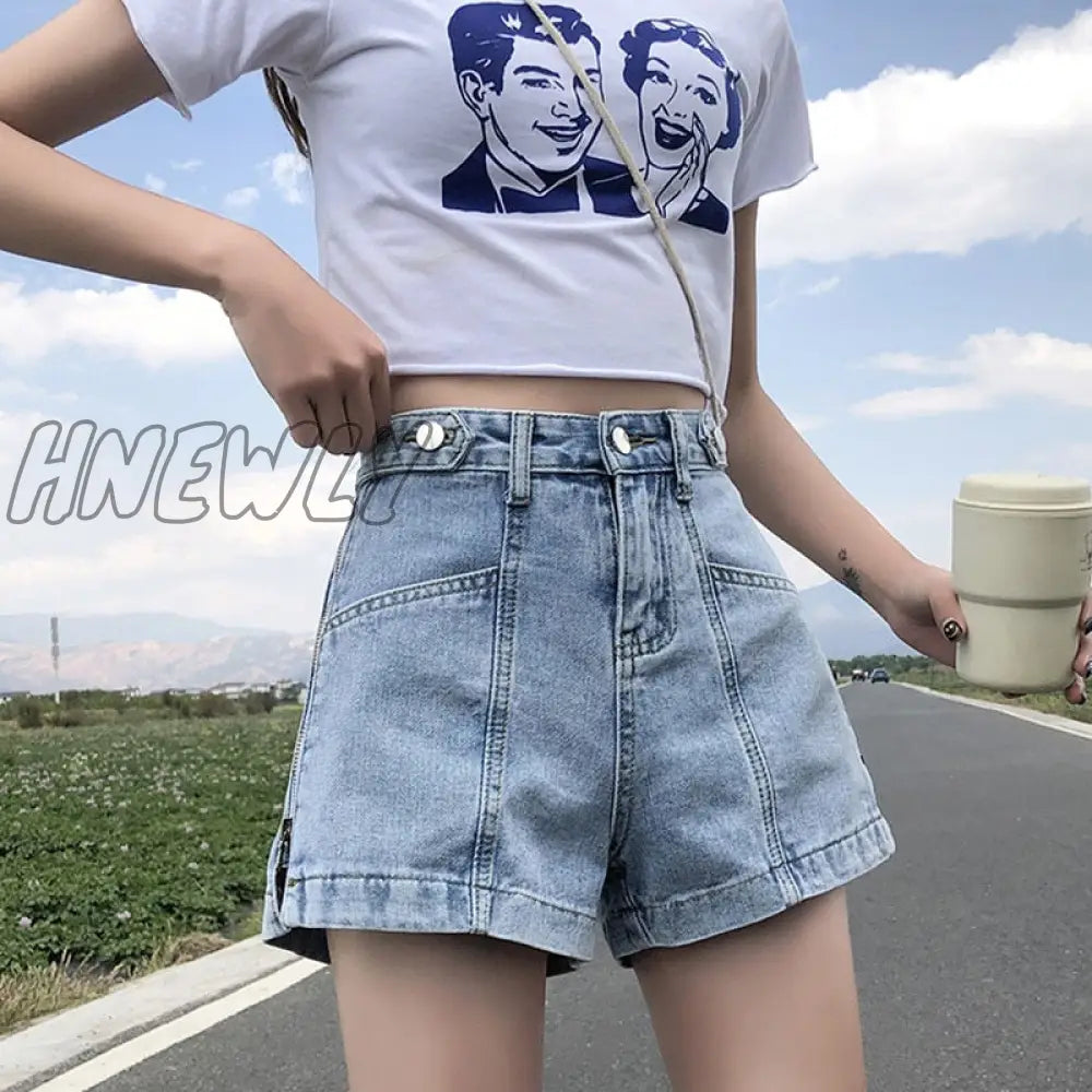 xsrrr Fashionable Women Jeans Shorts Summer Jeans High Waisted Shorts Girls White Short Jeans Khaki Wide Leg casual Denim Short