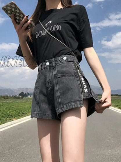 xsrrr Fashionable Women Jeans Shorts Summer Jeans High Waisted Shorts Girls White Short Jeans Khaki Wide Leg casual Denim Short