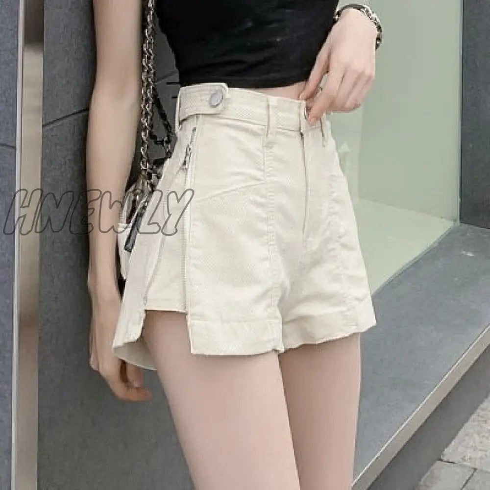 xsrrr Fashionable Women Jeans Shorts Summer Jeans High Waisted Shorts Girls White Short Jeans Khaki Wide Leg casual Denim Short