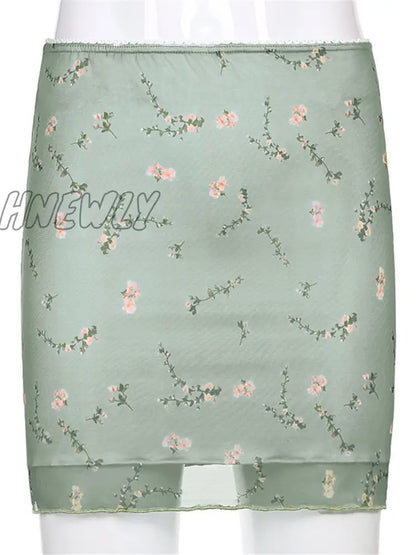 Hnewly Floral Printed Two-layers New  Mini Skirts Harajuku Korean Retro Straight Skirt Women Aesthetic 90s Summer Outfits Cuteandpscho Trendy Summer Fits