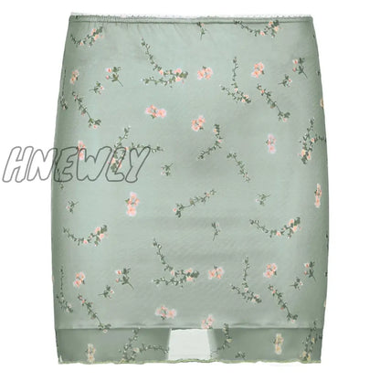 Hnewly Floral Printed Two-layers New  Mini Skirts Harajuku Korean Retro Straight Skirt Women Aesthetic 90s Summer Outfits Cuteandpscho Trendy Summer Fits