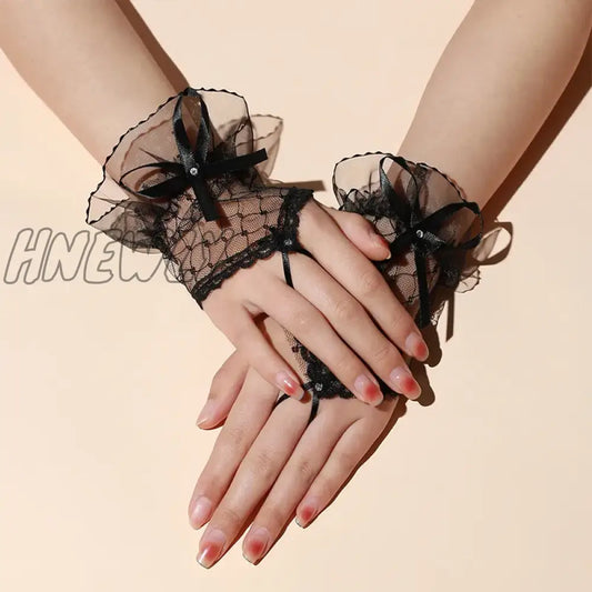 xsrrr Gothic Short Black Gloves Female Harajuku Lace Bridal Wedding Halloween