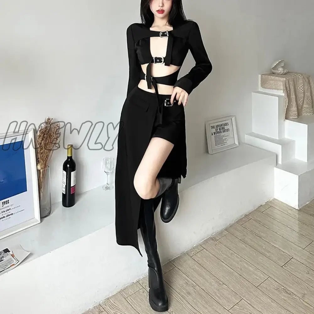 xsrrr Gothic Skirts Goth Dark Techwear Patchwork Sexy Mini Women Grunge Irregular Hem High Waist Cargo Skirt Hip Hop Black Summer