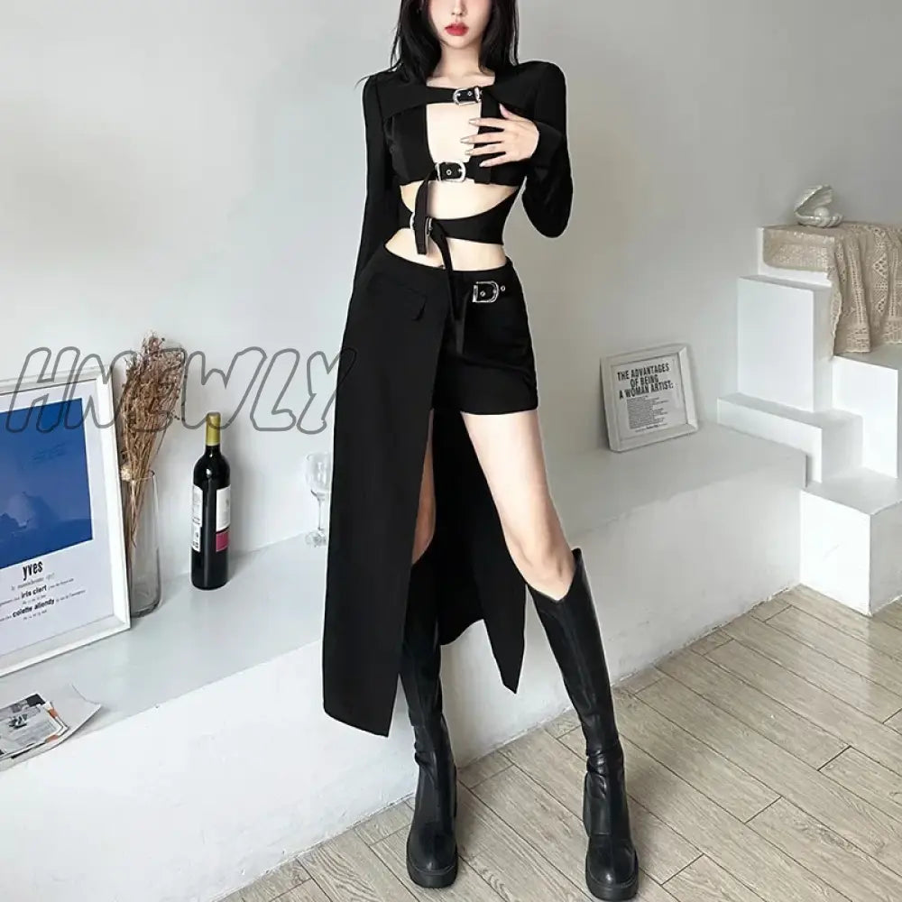 xsrrr Gothic Skirts Goth Dark Techwear Patchwork Sexy Mini Women Grunge Irregular Hem High Waist Cargo Skirt Hip Hop Black Summer