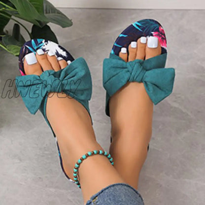 xsrrr - Green Casual Daily Patchwork With Bow Round Comfortable Shoes