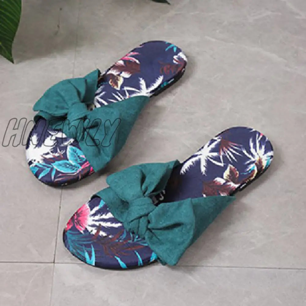 xsrrr - Green Casual Daily Patchwork With Bow Round Comfortable Shoes