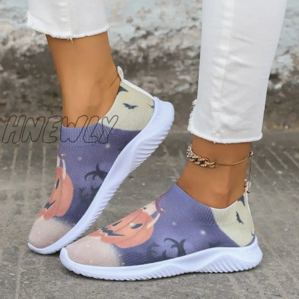 xsrrr - Halloween White Casual Patchwork Printing Round Comfortable Shoes