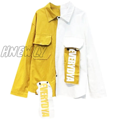 Hnewly Harajuku Oversize Patchwork Jacket Women Spring Autumn New Arrival Outwear Coat Hip Hop Streetwear Loose BF Style Jackets