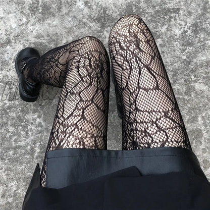 Hnewly Heart Flower Mesh Japanese Girl Lolita Ins Tights Stockings White Fishnet Pantyhose Female for Women Summer Legging Stocking