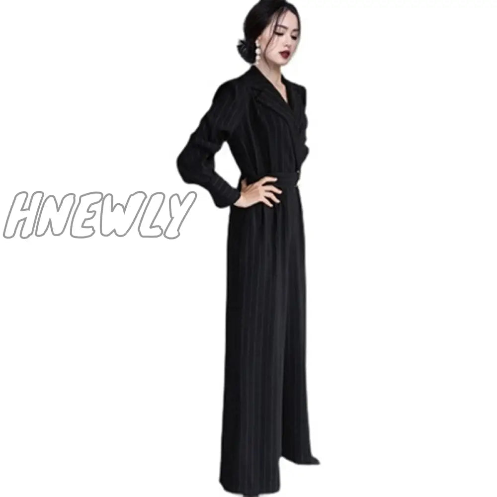 Hnewly High Quality Autumn Spring Newest Women OL High Waist Slimming Slim Jumpsuit Stripe Rompers Womens Jumpsuit