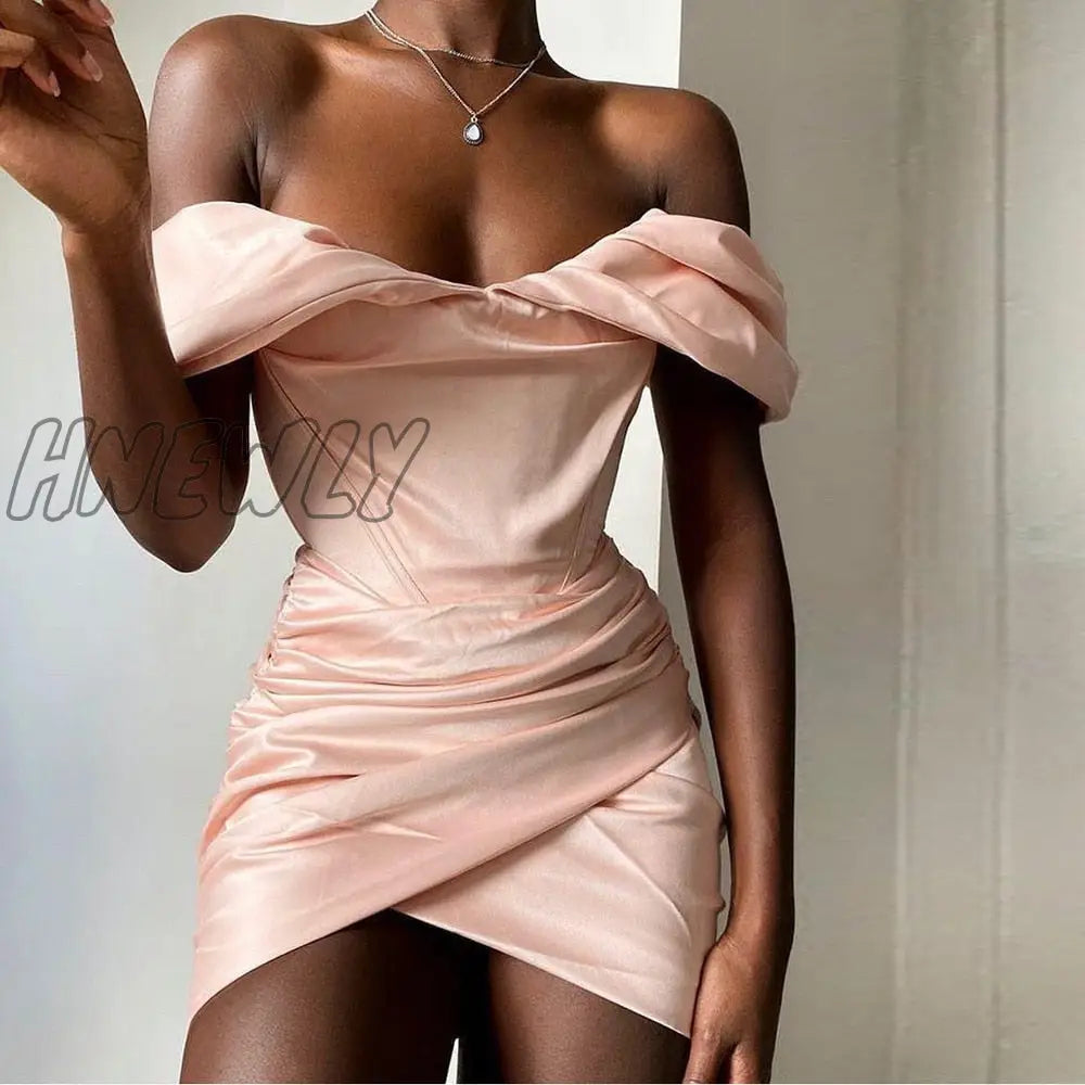 xsrrr High Quality Bodycon Satin Dress Pink Women Party Dress Mini New Double Layer Summer Dress Celebrity Evening Club Dress Valentines Day